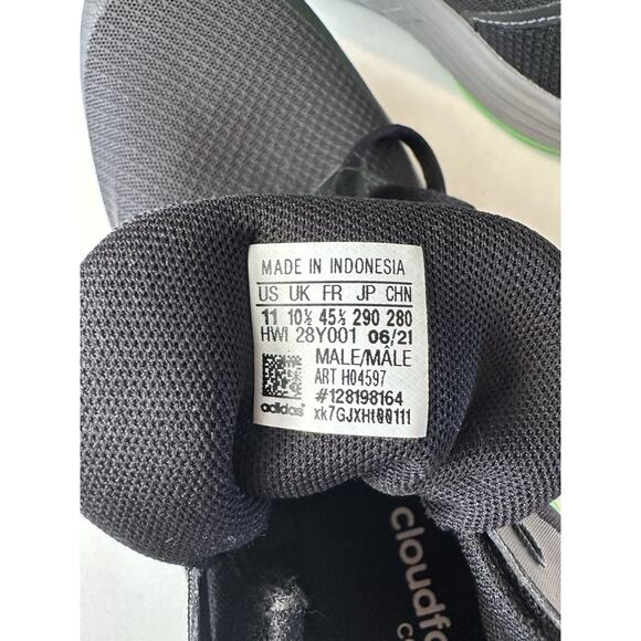 ADIDAS Galaxy 5 Running Shoe H04597 Sz 11 Black/Screaming Green Athletic - Picture 2 of 11